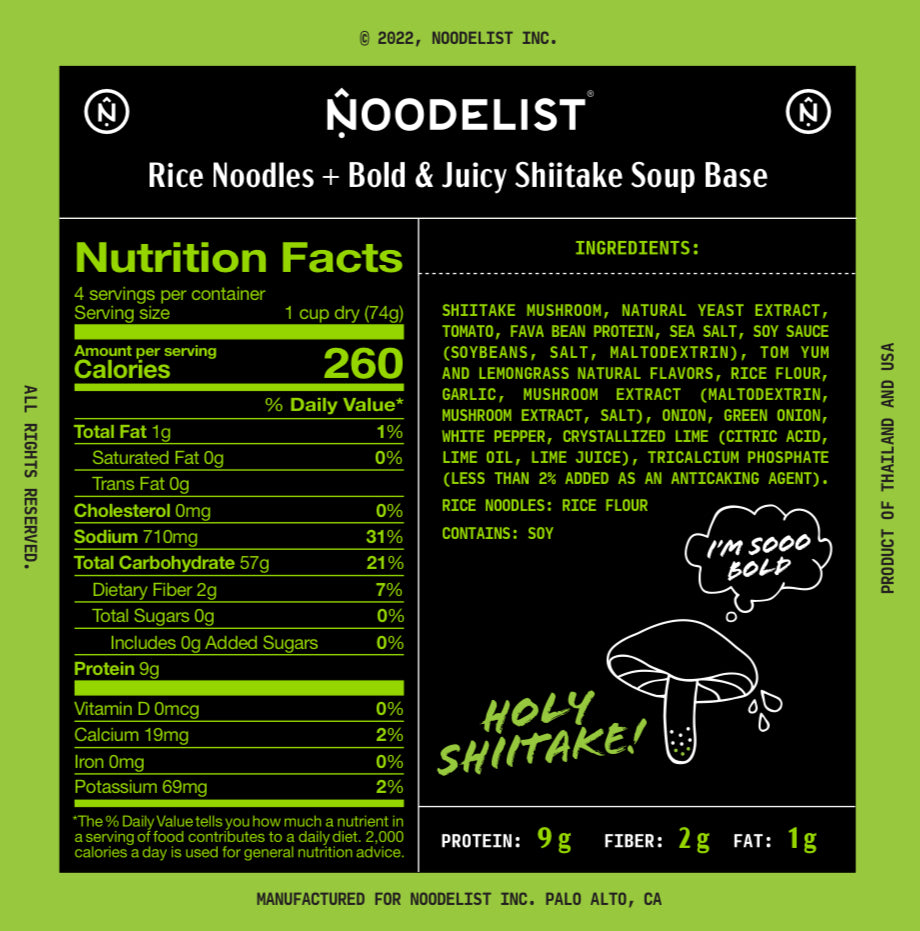 Noodelist GLUTEN-FREE Noodles: Bold & Juicy Shiitake / 4-Pack
